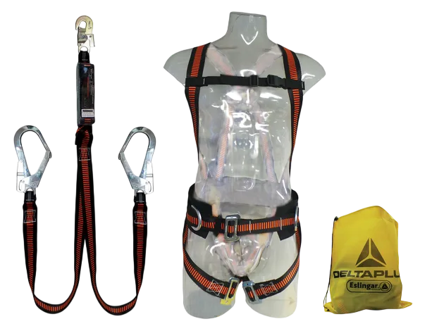 Kit Arnés completo c/ cabo de amarre doble 1,5M mosquetón 55mm