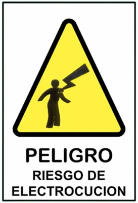 AUTOADHESIVO PELIGRO RIESGO DE ELECTROCUCION(80x150mm)