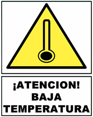 CARTEL ¡ATENCION! BAJA TEMPERATURA (200x300x8mm)