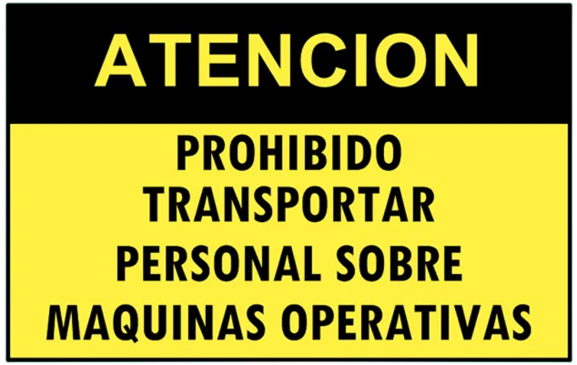 CARTEL PROHIBIDO TRANSPORTAR PERSONAL (400x300x8mm)