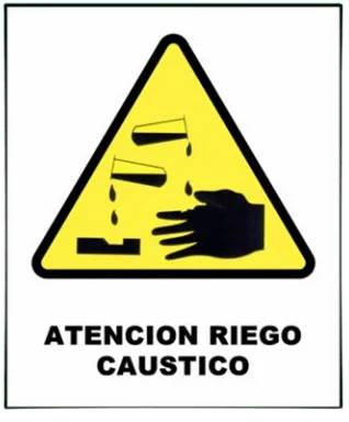 CARTEL RIESGO CAUSTICO (400x450x8mm)