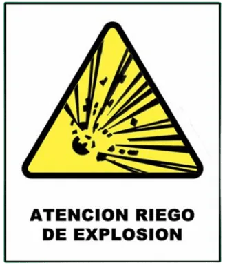 CARTEL RIESGO DE EXPLOSION (400x450x8mm)