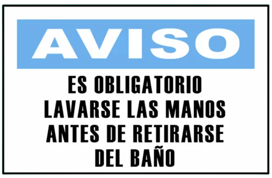 CARTEL ES OBLIGATORIO LAVARSE LAS MANOS ANTES DE RETIRARSE DEL BAÑO (400x300x8mm)