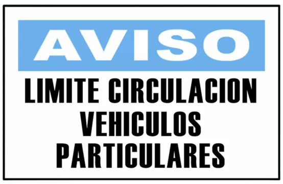 CARTEL LIMITE CIRCULACION VEHICULOS PARTICULARES (400x300x8mm)