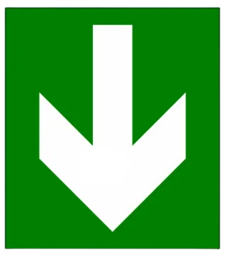 CARTEL FLECHA RECTA ABAJO (300x400x8mm)