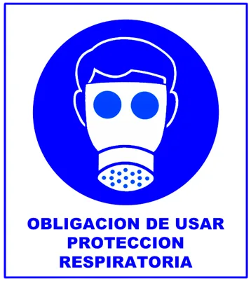 CARTEL  USAR PROTECCION RESPIRATORIA (400x450x8mm)