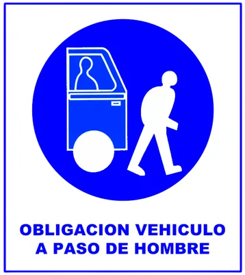 CARTEL  VEHÍCULO A PASO DE HOMBRE (400x450x8mm)