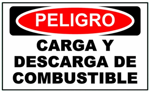 CARTEL CARGA Y DESCARGA DE COMBUSTIBLE (400x300x8mm)