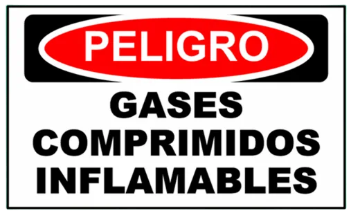 CARTEL GASES COMPRIMIDOS INFLAMABLES (400x300x8mm)
