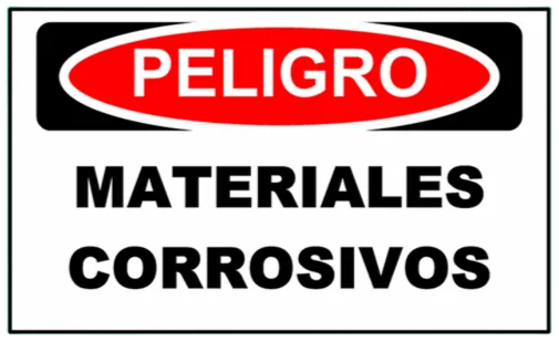 CARTEL MATERIALES CORROSIVOS (400x300x8mm)