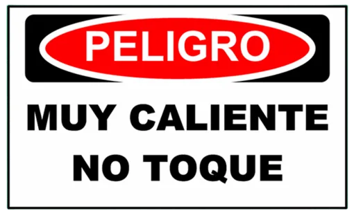 CARTEL MUY CALIENTE NO TOQUE (400x300x8mm)