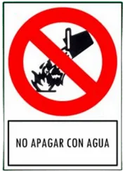 CARTEL NO APAGAR CON AGUA (200x270x8mm)