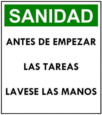 CARTEL  SANIDAD ANTES DE EMPEZAR (400x450x8mm)