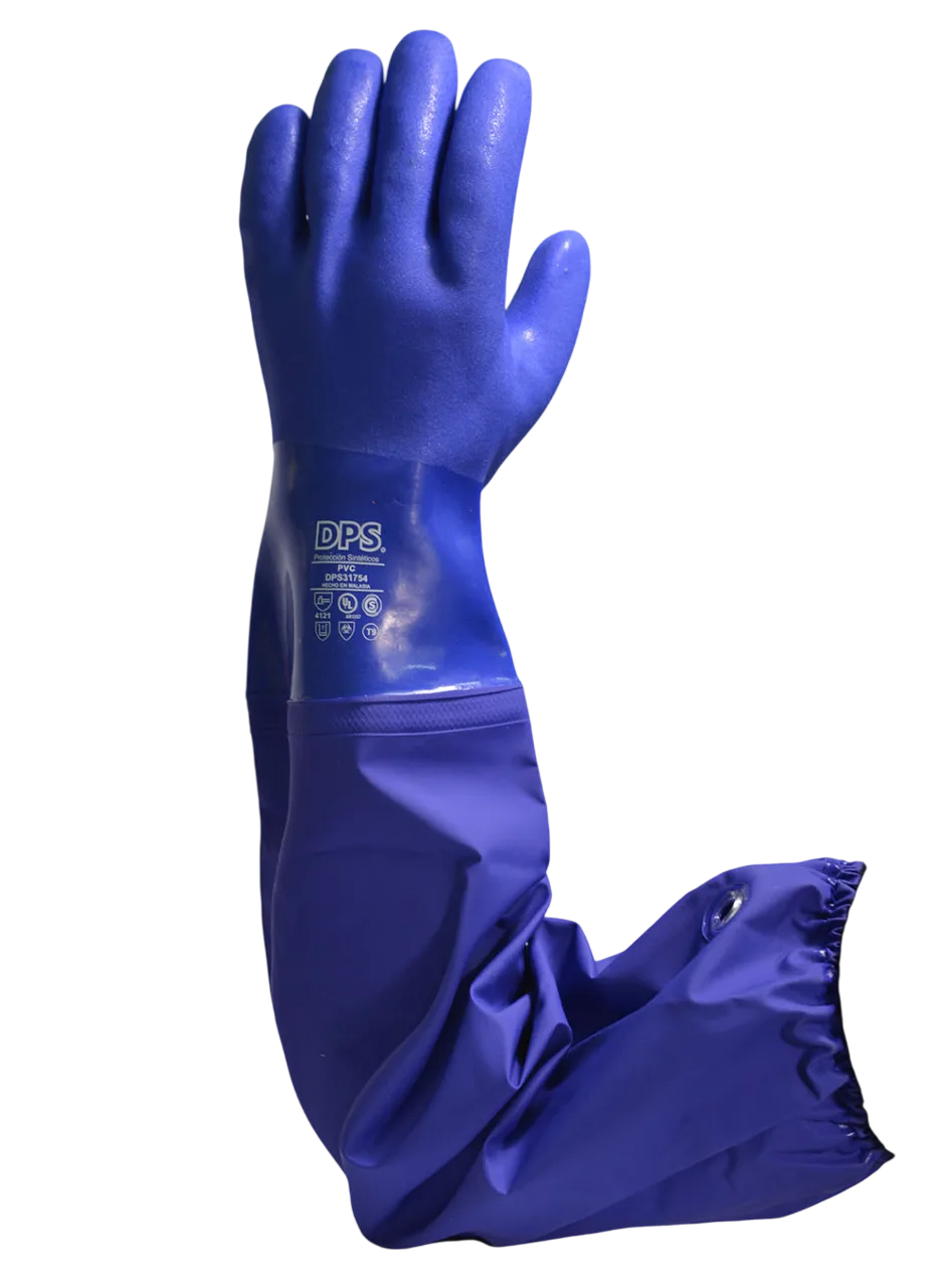 Guante PVC azul baño completo (70cm)