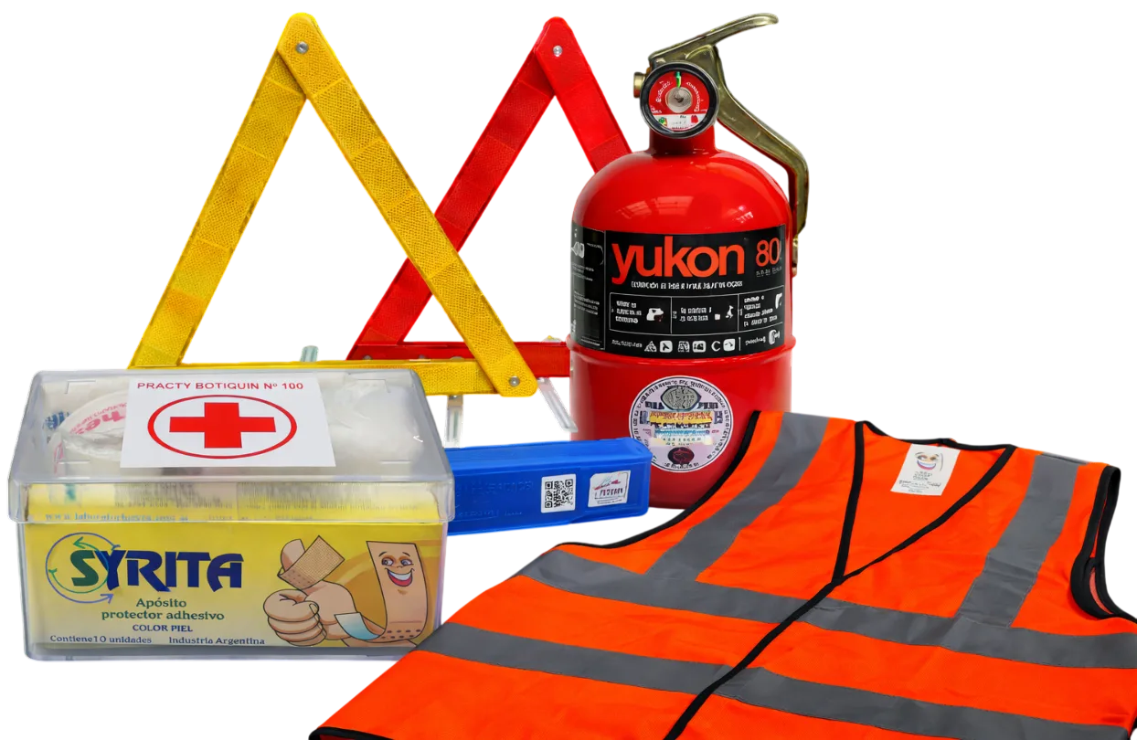 Kit para automóvil bolso (Botiquín - Extintor - Baliza - Chaleco)